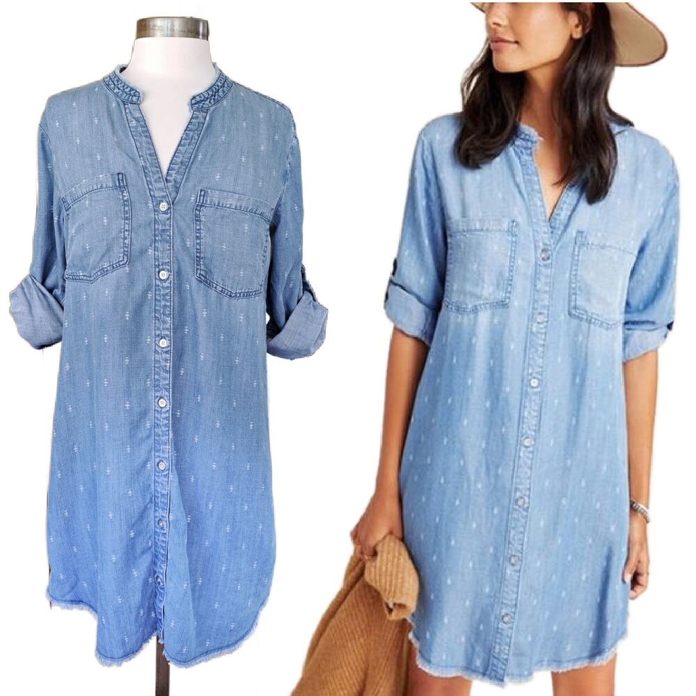 Anthropologie x Cloth & Stone MaryLou Chambray Shirt Dress Size Small